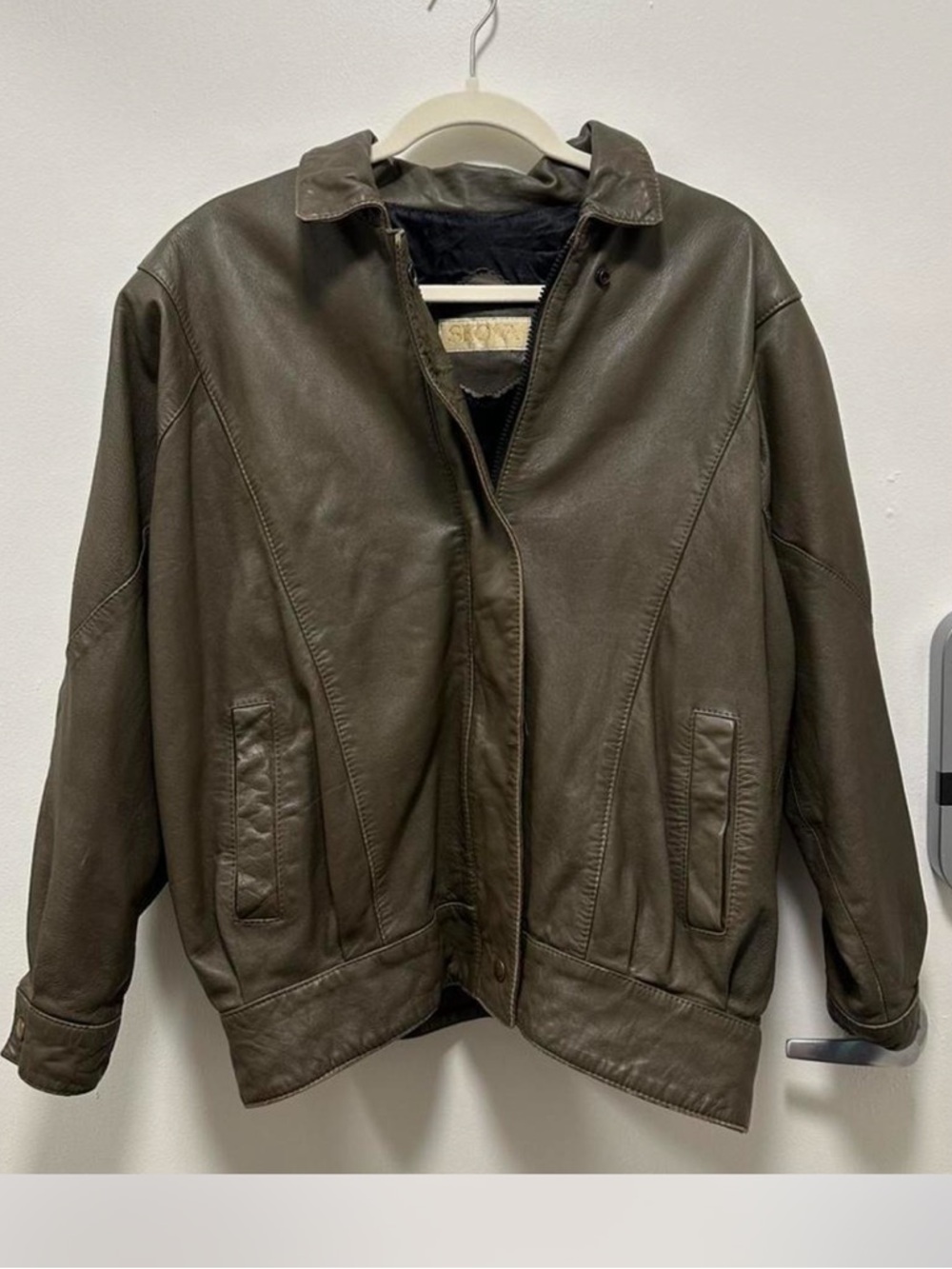 Leather Bomber Jacket in Brown